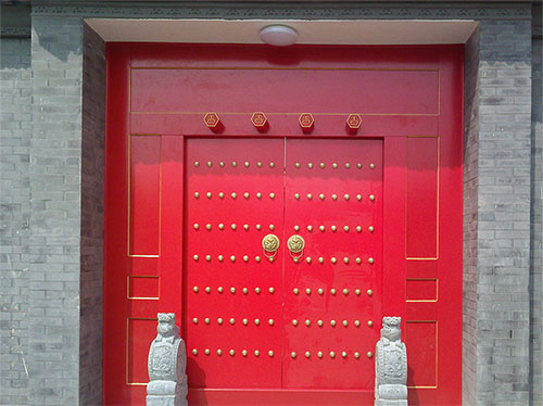 崇义中国传统四合院系列朱红色中式木制大门木作